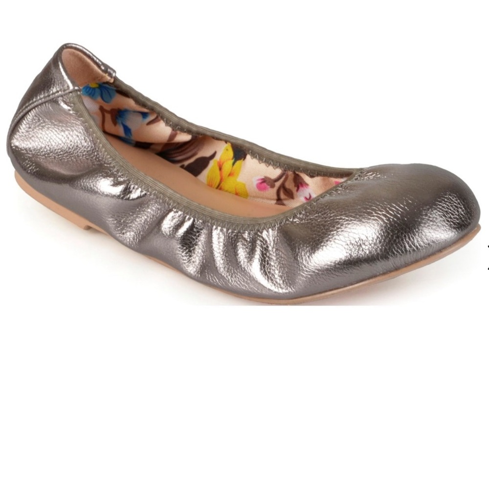Journee Collection Lindy Womens Ballet Flats Faux Leather Pewter Size 6